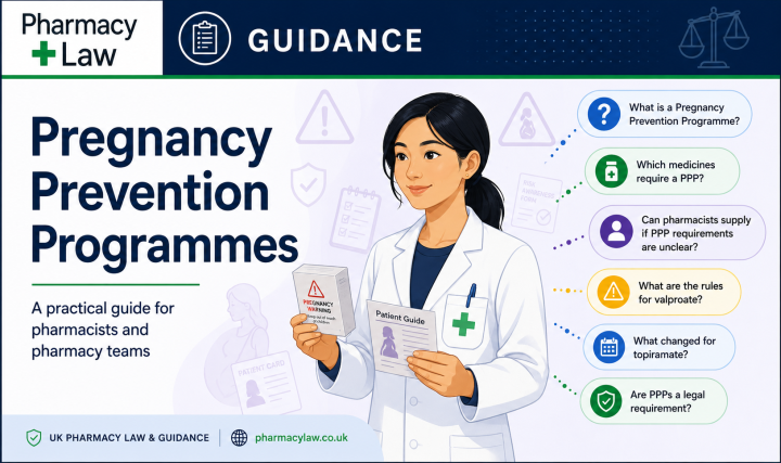 PharmacyLaw guidance graphic about Pregnancy Prevention Programmes