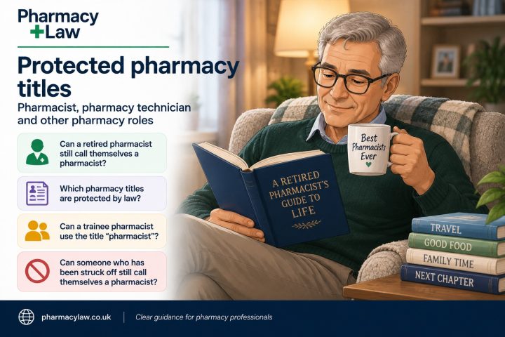 PharmacyLaw guidance graphic about protected pharmacy titles.