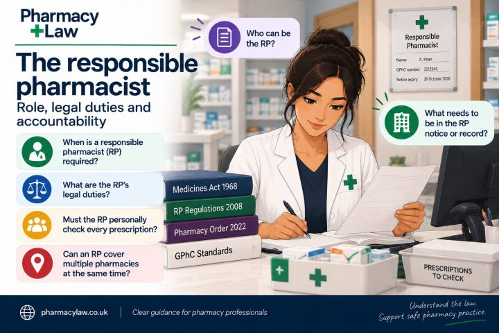 PharmacyLaw guidance graphic about the Responsible Pharmacist roles and duties.