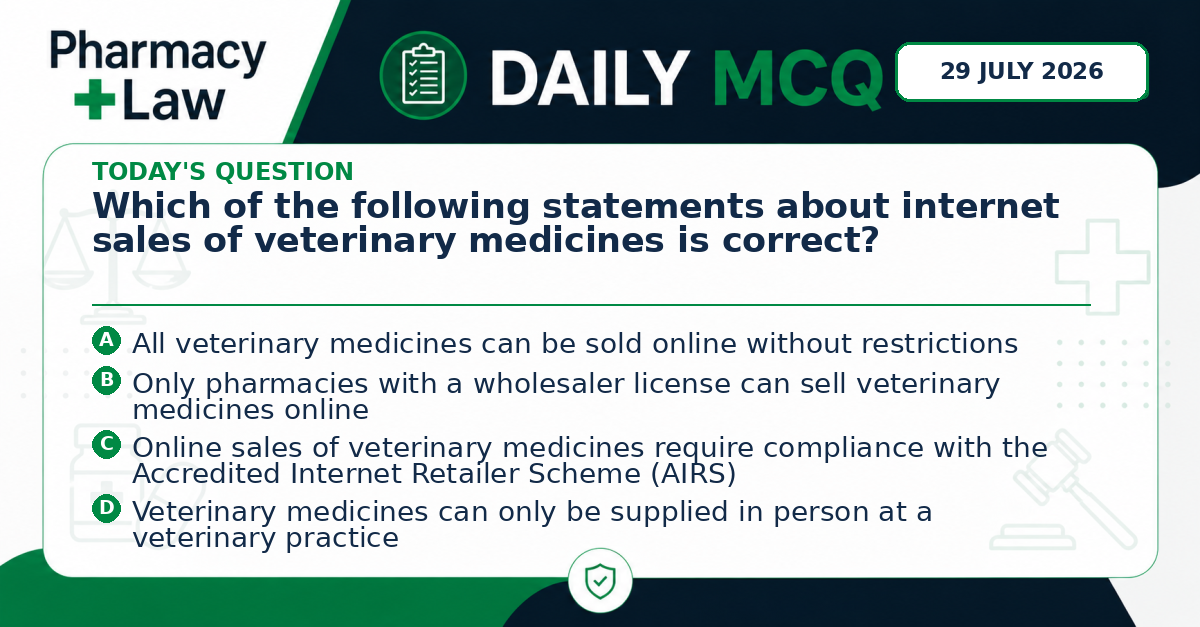 Daily Pharmacy Law MCQ – 29 July 2026