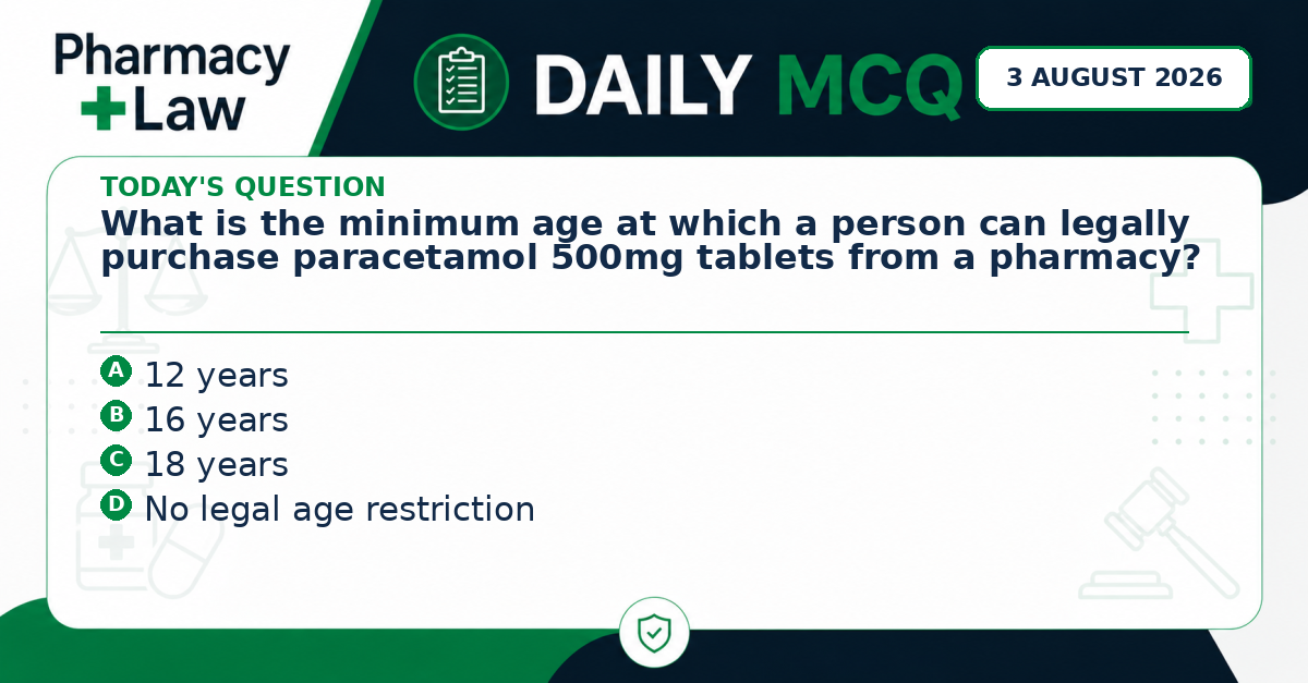 Daily Pharmacy Law MCQ – 3 August 2026