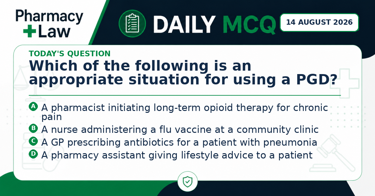 Daily Pharmacy Law MCQ – 14 August 2026