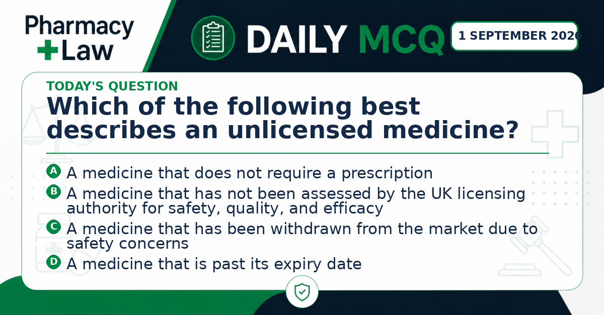 Daily Pharmacy Law MCQ – 1 September 2026