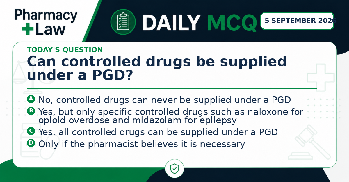 Daily Pharmacy Law MCQ – 5 September 2026