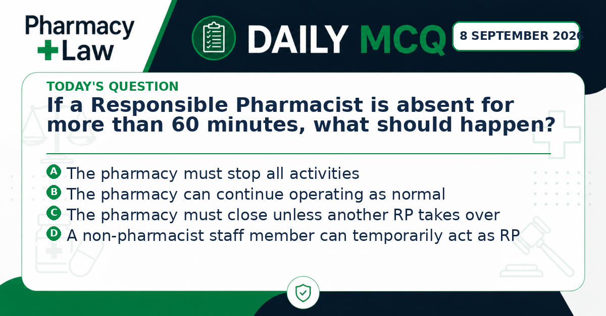 Daily Pharmacy Law MCQ – 8 September 2026