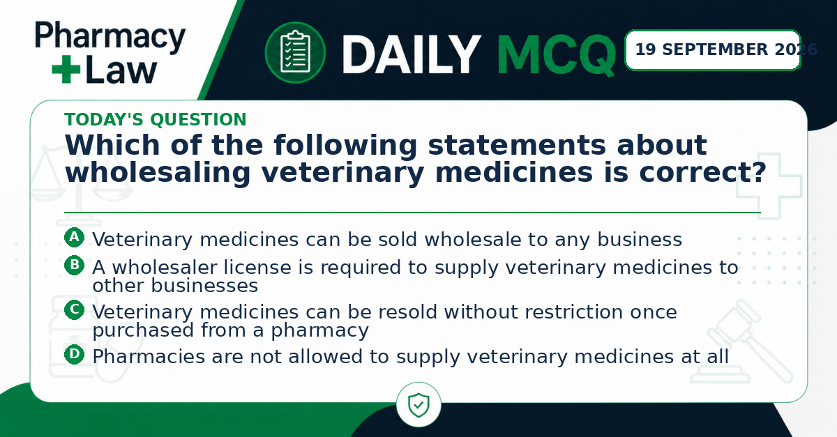 Daily Pharmacy Law MCQ – 19 September 2026