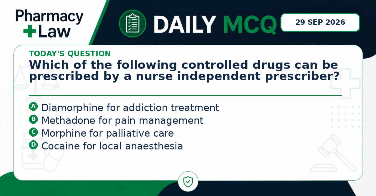 Daily Pharmacy Law MCQ – 29 September 2026