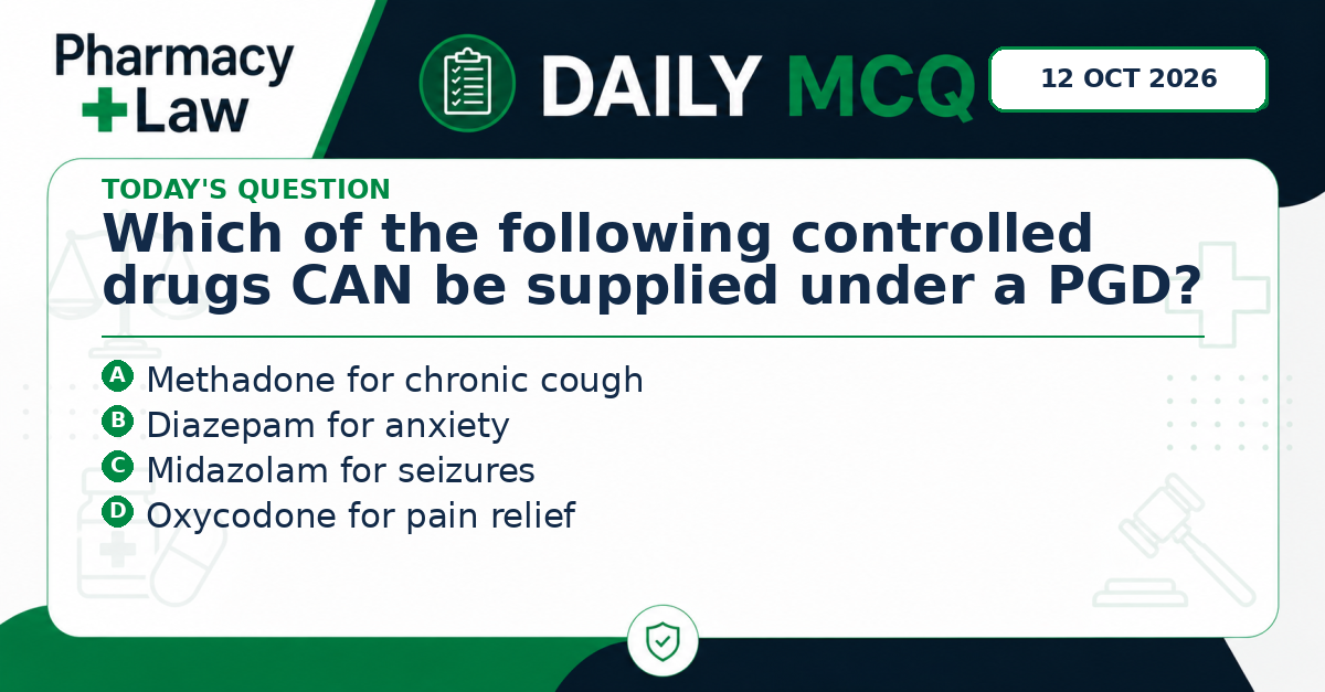Daily Pharmacy Law MCQ – 12 October 2026